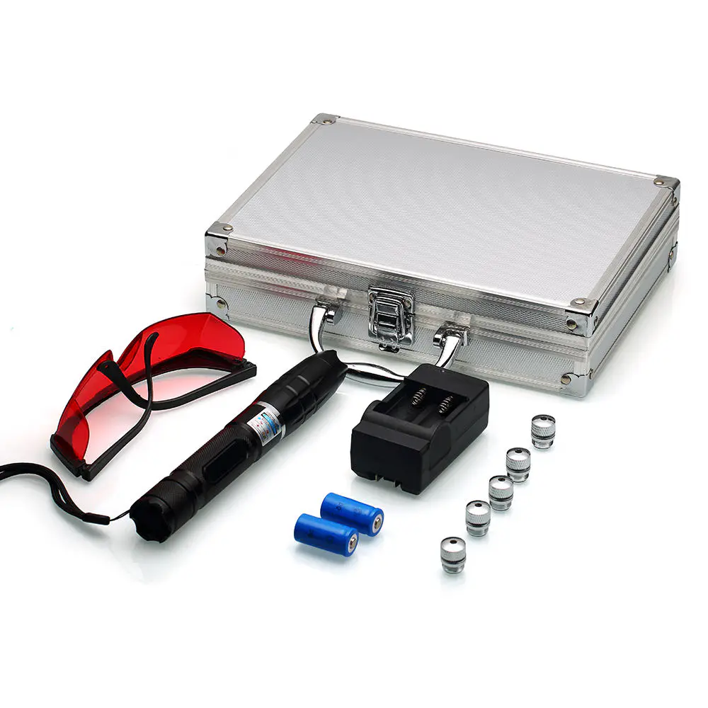 High Power Blue Laser Pointer 1200mw 450nm Adjustable Focus, SKU B014, 1200mw power, 450nm Blue laser wavelength, Black color, product thumbnail 9