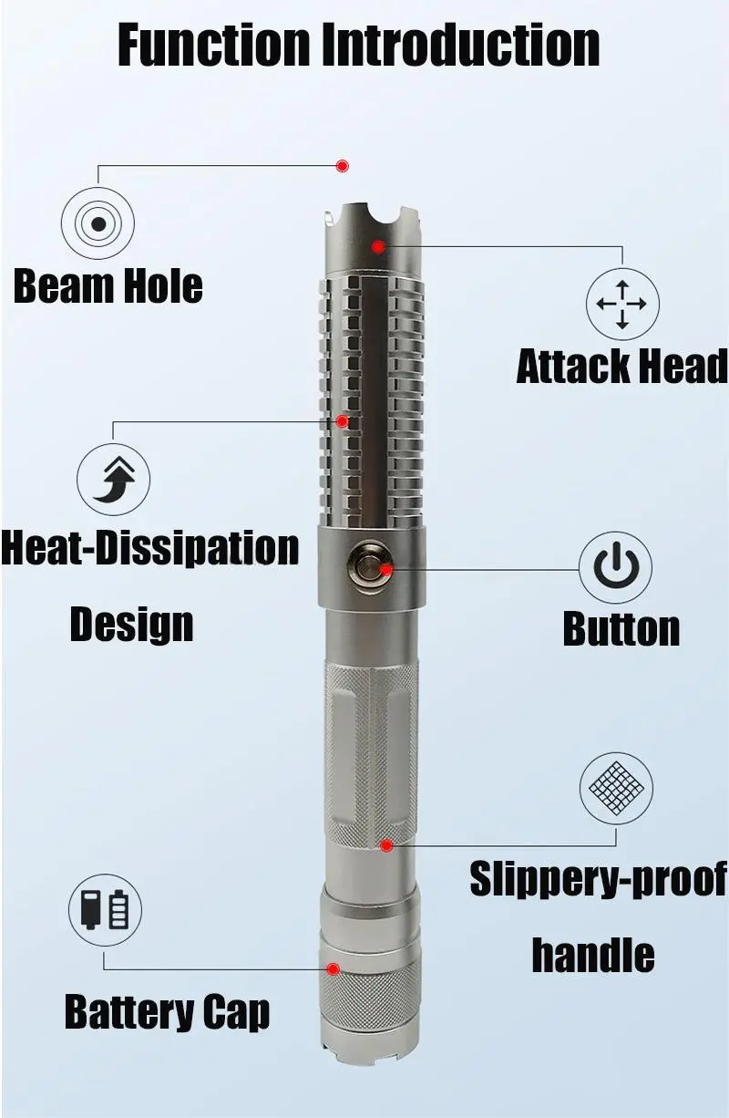 450nm 7–8W High Power Blue Laser Pointer Adjustable Focus Nichia Diode, SKU B021, 8000mw power, 450nm Blue laser wavelength, silver color, product thumbnail 6