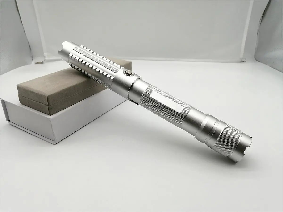 450nm 7–8W High Power Blue Laser Pointer Adjustable Focus Nichia Diode, SKU B021, 8000mw power, 450nm Blue laser wavelength, silver color, product thumbnail 2